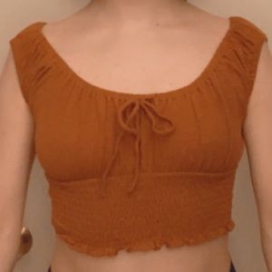 PACSUN burnt orange/rust crop top with tie front